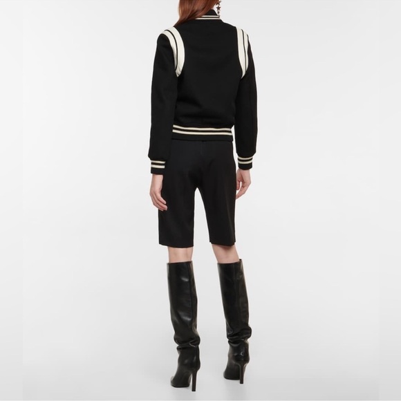 IVES SAINT LAURENT NWT Bomber Wool-blend Black & White jacket - Picture 5 of 10